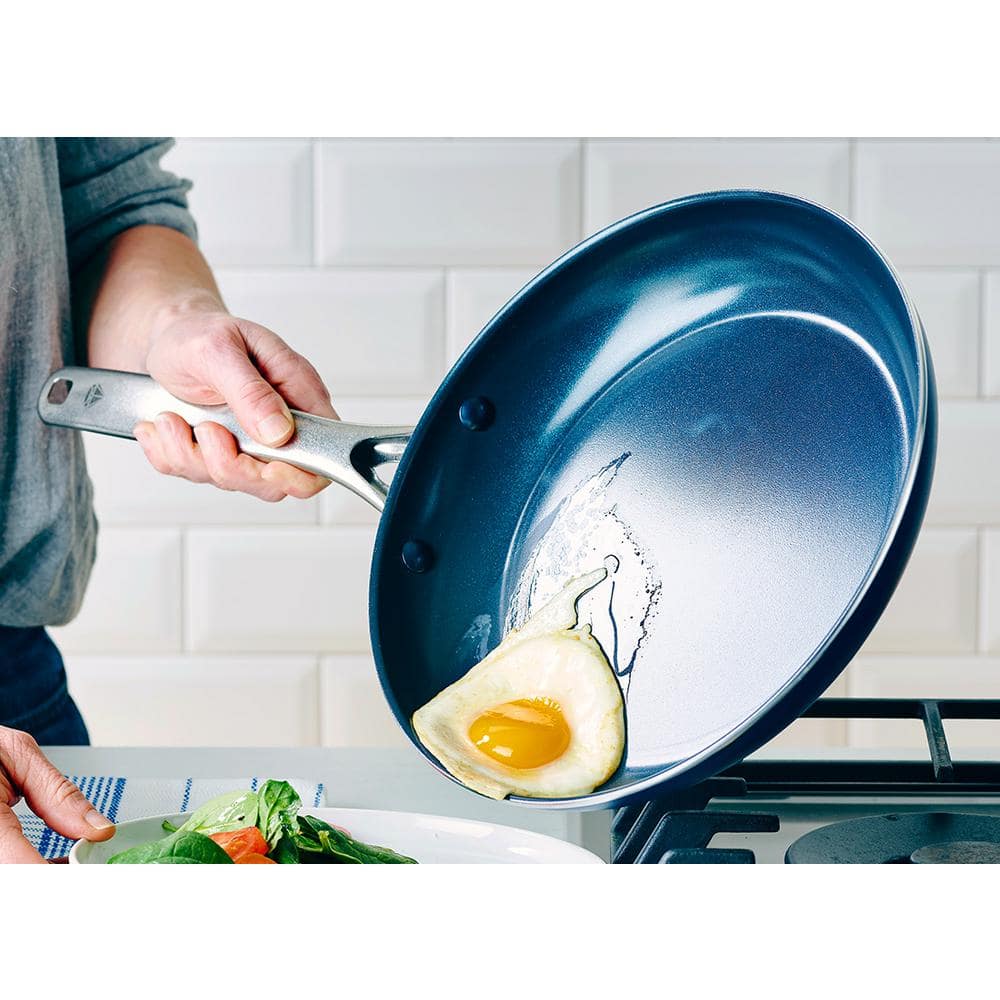 14 Piece Blue Diamond-Infused Nonstick Cookware Set with Glass Lids