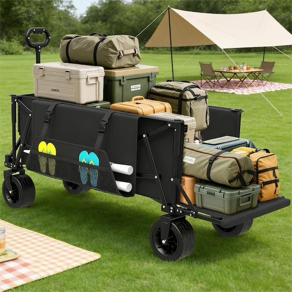 300L Collapsible Folding Wagon Cart 900 lb Capacity Heavy Duty Utility Beach Wagon with All Terrain Wheels