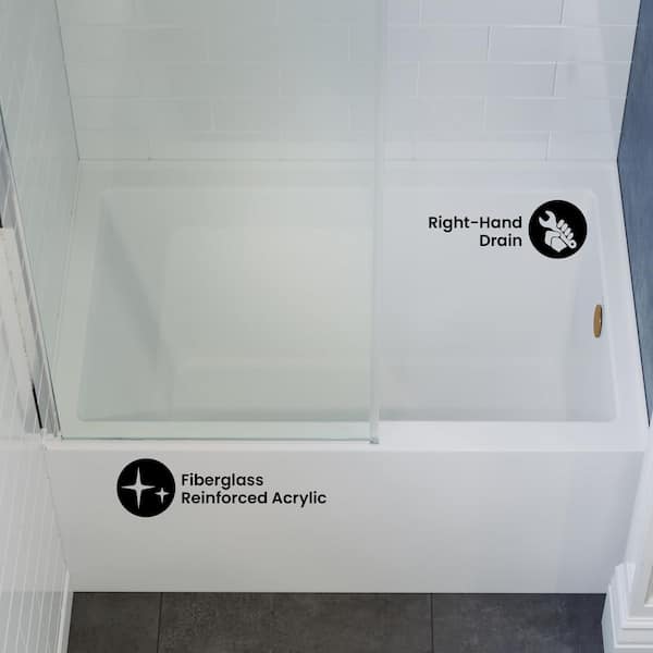 48 in. x 32 in. Right Drain Rectangular Alcove Bathtub in White