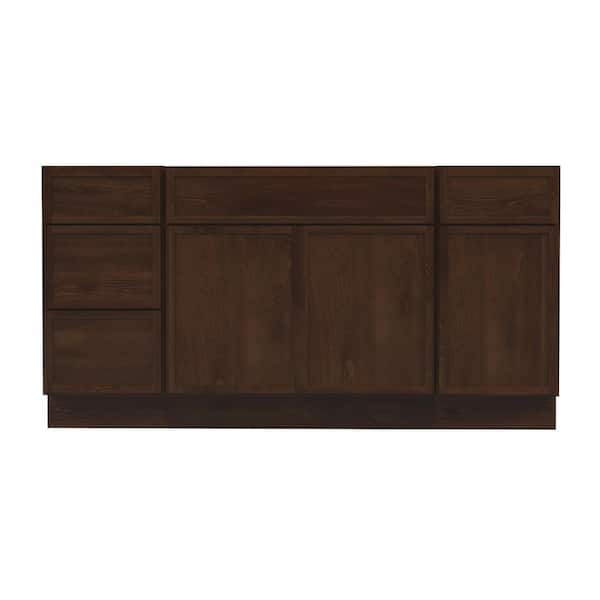 66 in. W x 21 in. D x 32.5 in. H Bath Vanity Cabinet without Top in Brown