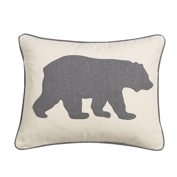 Eddie Bauer Charcoal Bear Animal Print Cotton 16 in. x 20 in. Throw Pillow