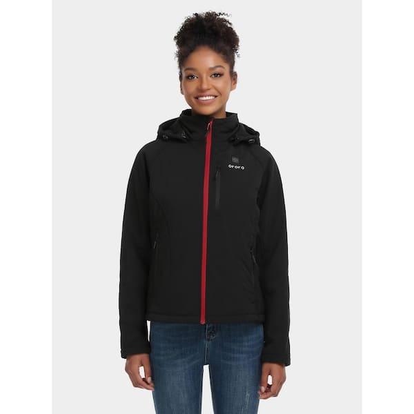ORORO Women's X-Small Black/Red 7.38-Volt Lithium-Ion Heated Jacket with One 4.8Ah Battery and Charger