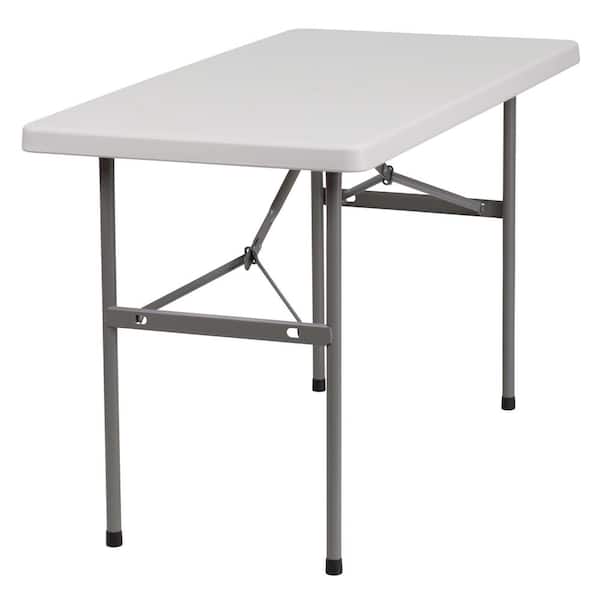 Carnegy Avenue 48 in. White Plastic Tabletop Metal Frame Folding Table
