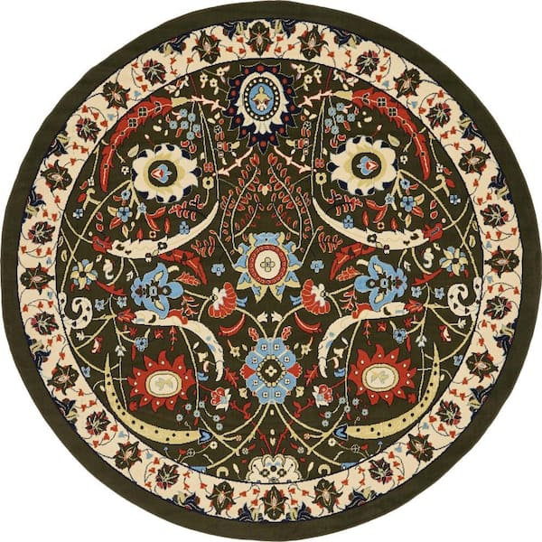 Unique Loom Espahan Cape Cod Olive 8' 0 x 8' 0 Round Rug