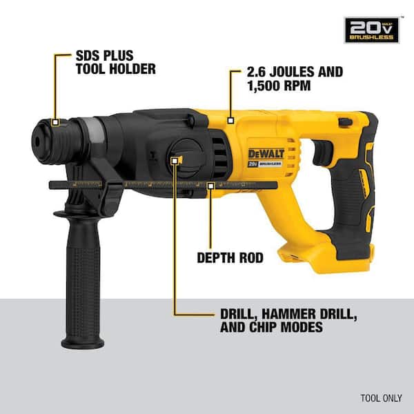 DEWALT - 20V MAX Cordless Brushless 1 in. SDS Plus D-Handle Rotary Hammer and 20V POWERSTACK Battery Starter Kit