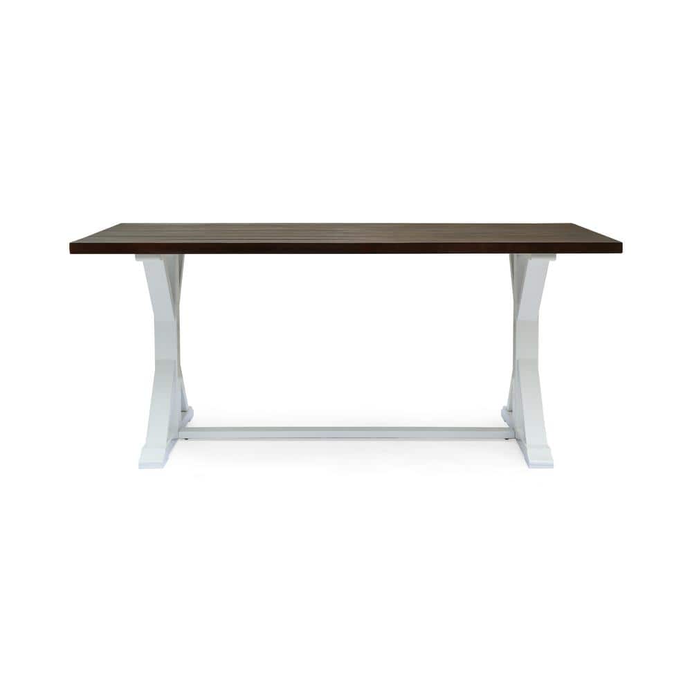Cassia 72" Dark Brown and White Acacia Wood Dining Table