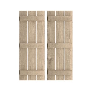 17.5 in. x 90 in. Timberthane Polyurethane 3-Board Spaced Board-n-Batten Rough Sawn Faux Wood Shutters Pair