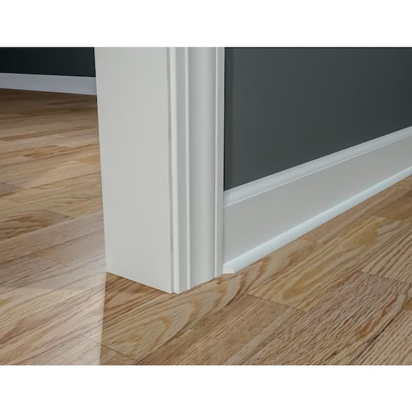 Royal Building Products - 5523 7/16 in. x 3 1/4 in. x 96 in. Colonial Finished PVC White Baseboard Moulding (1-Piece − 8 Total Linear Feet)