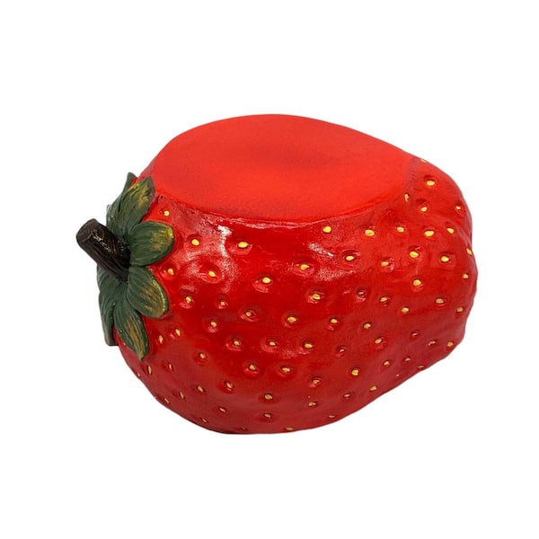 Unbranded Red Strawberry Stool Polyresin Plant Stand 16"L