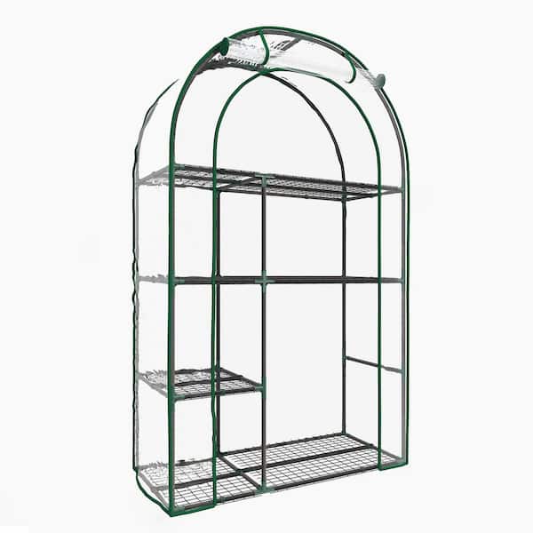 40 in. W x 18-in. D x 63 in. H 4-Tier Clear Greenhouse with Roll-Up Door