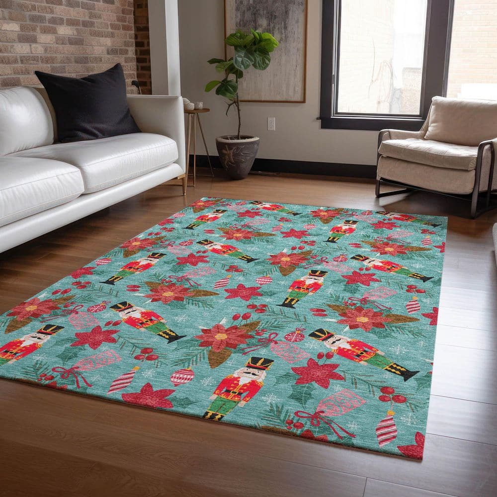 Chantille Machine Washable Indoor/Outdoor Abstract ACN1822 Teal 5 ft. x 7 ft. 6 in. Area Rug price history on PriceWatchPro