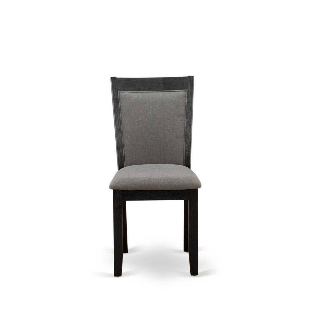 Gray Cement Top Dining Table with 4 Dark Gray Linen Chairs