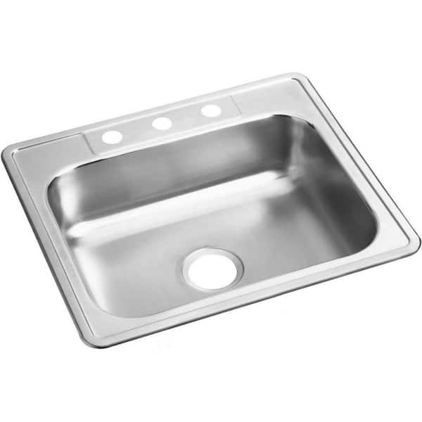 25 in. Drop-In Single Basin Stainless Steel Kitchen Sink with 3 Faucet Holes