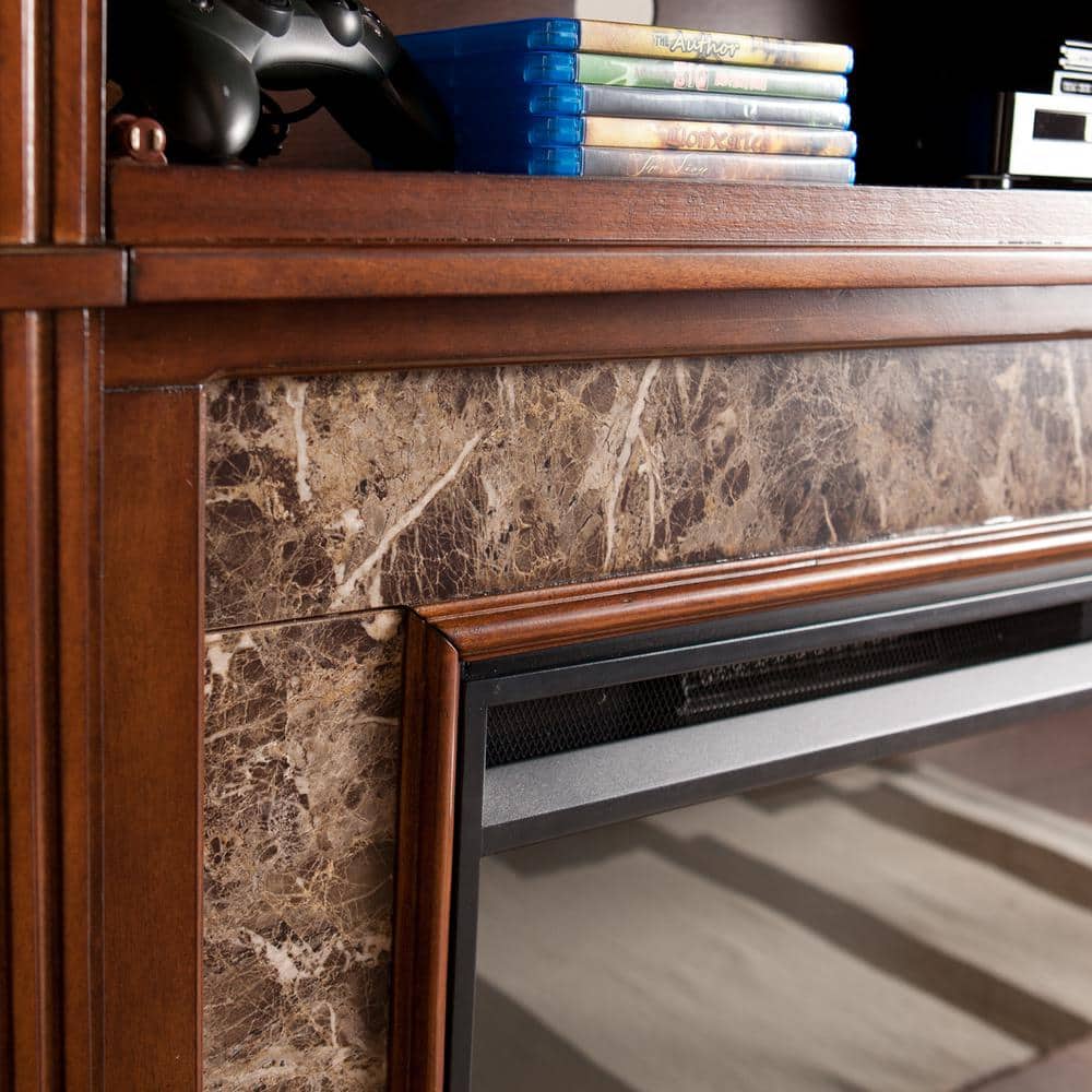 Buy Rochester 48 in. Faux Stone Electric Fireplace TV Stand in Whiskey