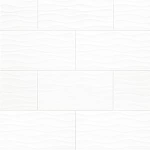 Dymo Wavy White 12 in. x 24 in. Glossy Ceramic Wall Tile (960 sq. ft./Pallet)