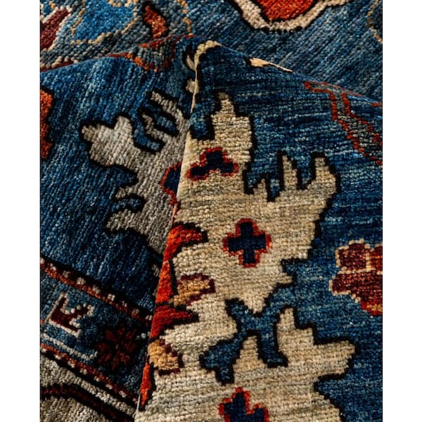 Serapi Light Blue 8 ft. x 10 ft. Tribal Wool Indoor Area Rug
