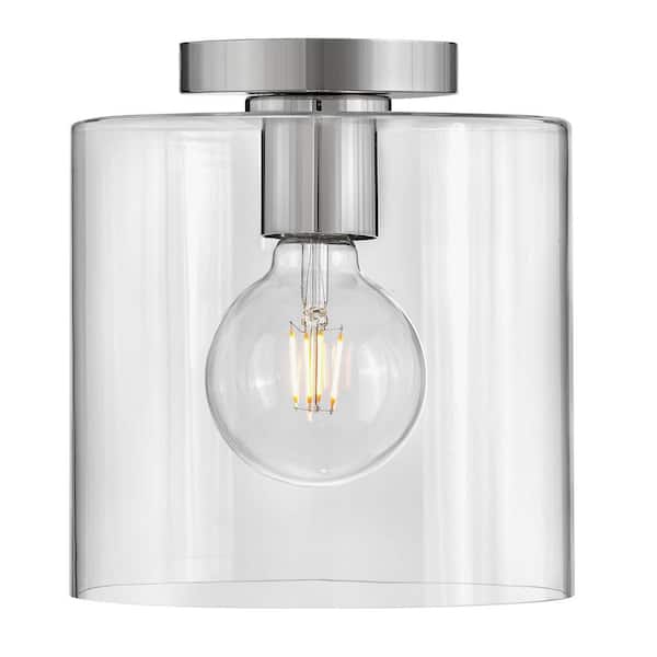 Pippa 8.5 in. 1-Light Polished Nickel Flush Mount