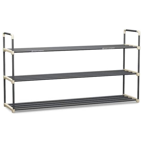 21.2 H 18-Pair 3-Tier Gray Plastic Shoe Rack