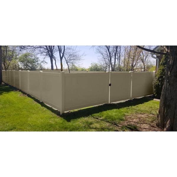 Weatherables Monroe Beige Vinyl Privacy Fence Gate 3.7 ft x 6 ft