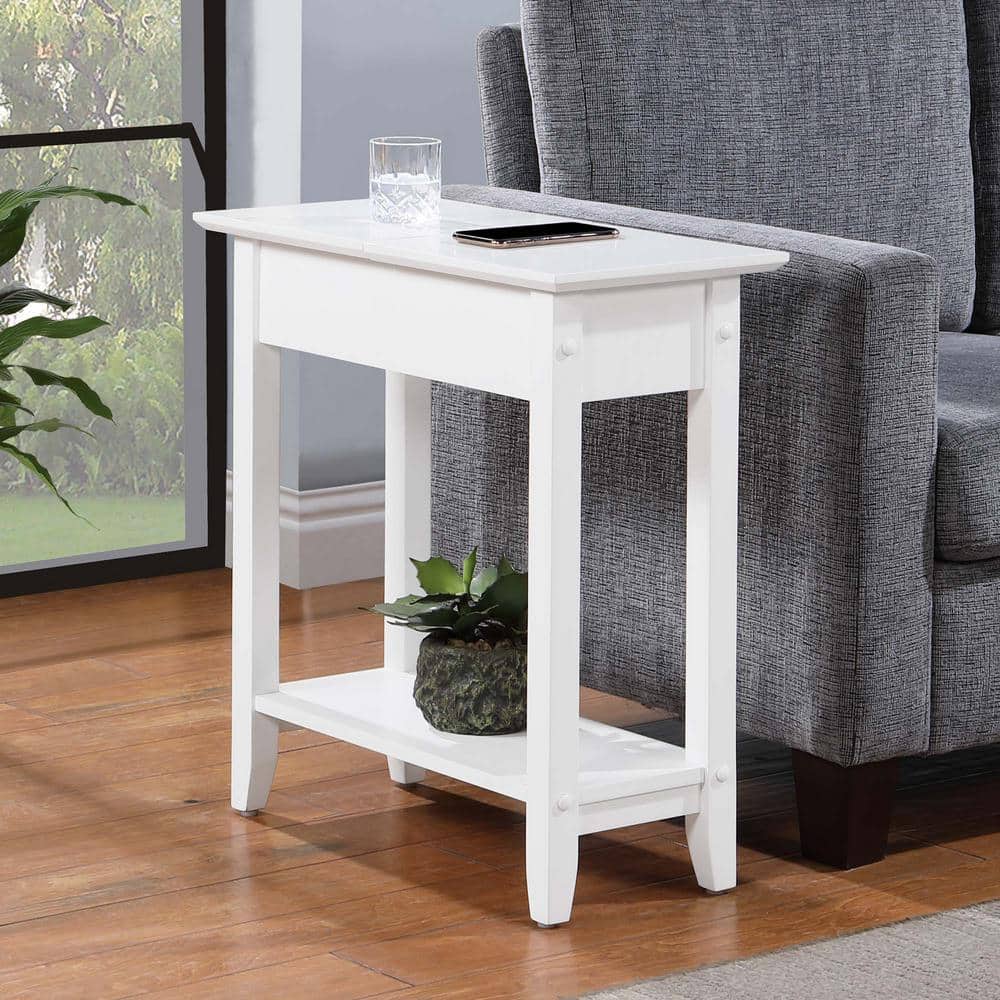 American Heritage White Wooden Flip Top End Table with Storage
