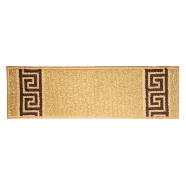 RugStylesOnline Meander Custom Size Beige 12 in. L x 32 in. W Indoor Carpet Stair Tread Cover Slip Resistant Backing (Set of 7)
