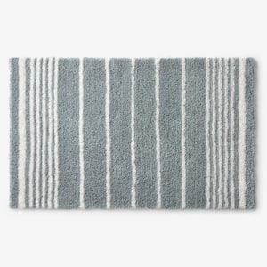 Company Cotton Plush Spa Stripe 24 in. x 34 in. Seaspray Bath Rug