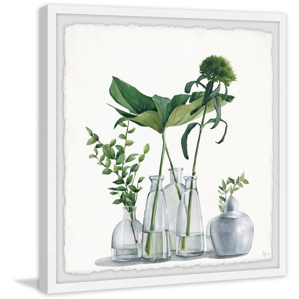 Clear Greens White Framed Nature Print on Canvas 12" x 12"