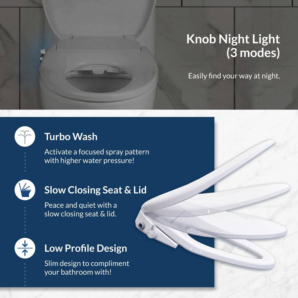 BB-500 White Heated Elongated Smart Bidet Toilet Seat