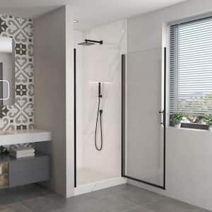 Moray 34 in. W x 72 in. H Pivot Frame Shower Door in Matte Black Finish with Clear Glass