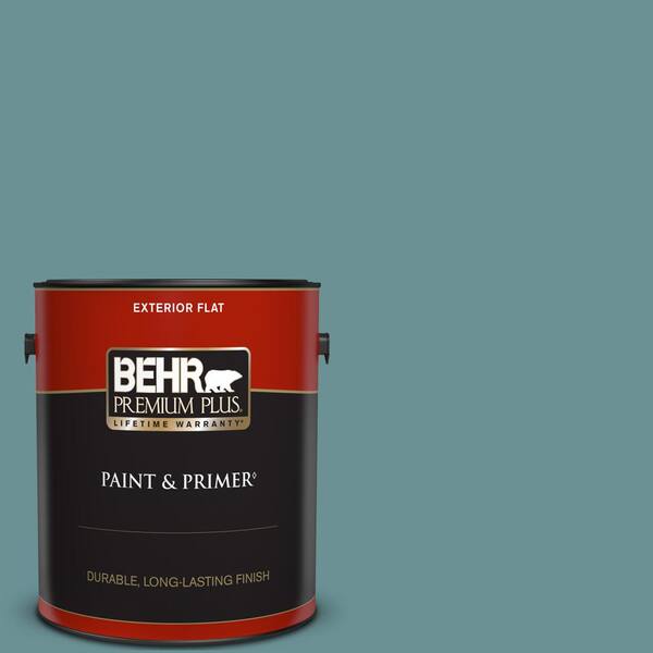 BEHR PREMIUM PLUS 1 gal. #T15-16 Blue Clay Flat Exterior Paint & Primer