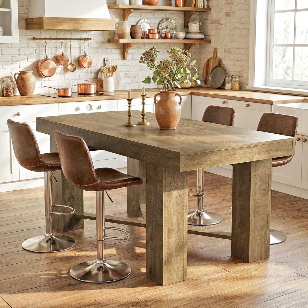 TRIBESIGNS WAY TO ORIGIN Natural Wood 55 in. Kitchen Island with X