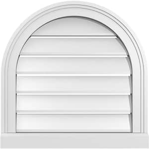 20 in. x 20 in. Round Top White PVC Paintable Gable Louver Vent Functional