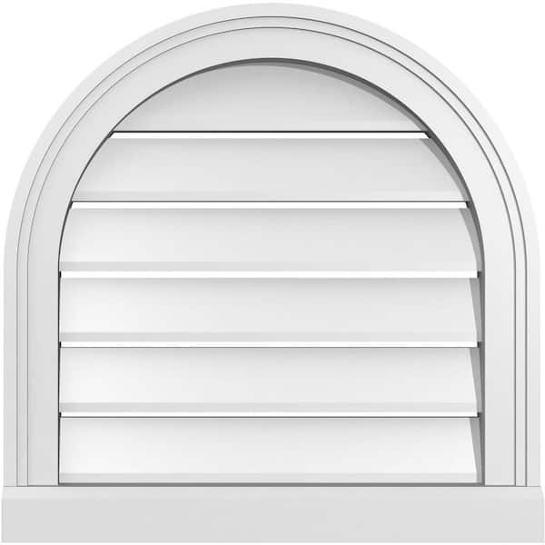 Ekena Millwork 20 in. x 20 in. Round Top White PVC Paintable Gable Louver Vent Functional