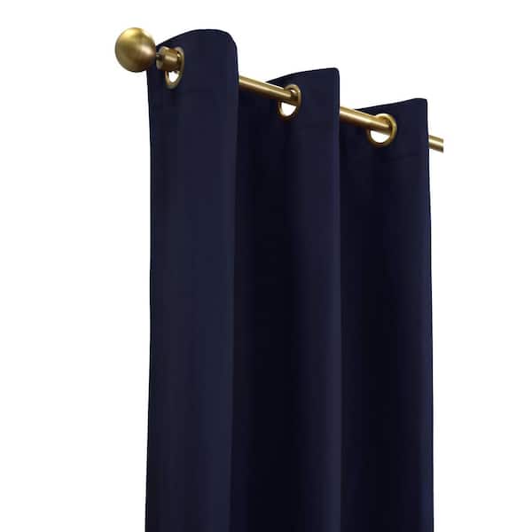 THERMALOGIC Weathermate Grommet Navy Cotton Smooth 40 in. W x 84 in. L Grommet Indoor Room Darkening Curtain (Double Panels)