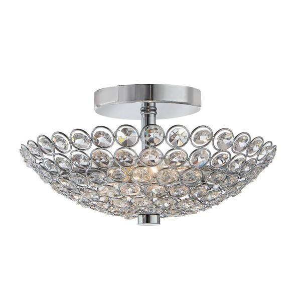 Barclay 2-Light Chrome and Crystal Flush Mount