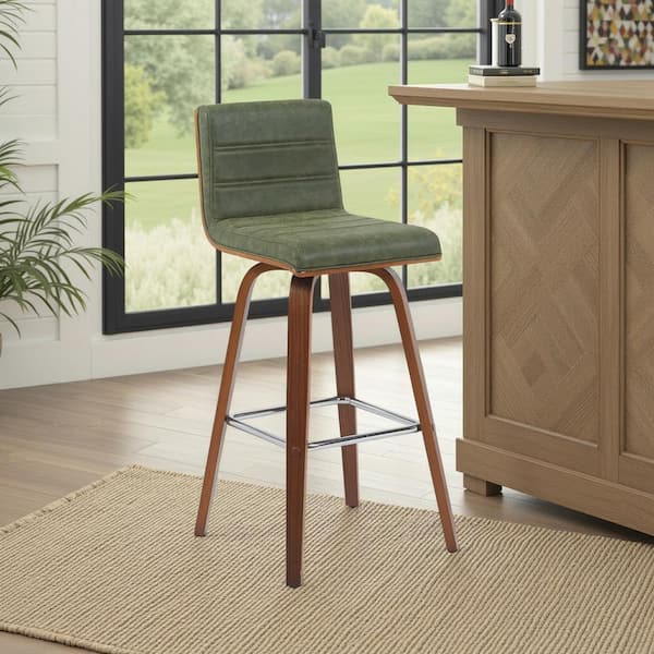 Armen Living Vienna 30 Bar Height Vintage Green Upholstered Swivel  Barstool LCVIBAVGNWA30