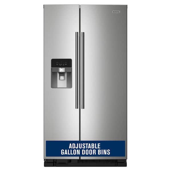 36 in. 25 cu. ft. Side-by-Side Refrigerator in Fingerprint Resistant Stainless Finish with Can Caddy