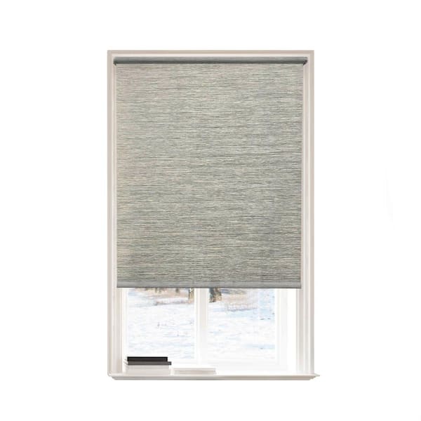 Lumi Gray Polyester 48 in.W x 72 in.L Light Filtering Cordless Natural Fabric Roller Shades