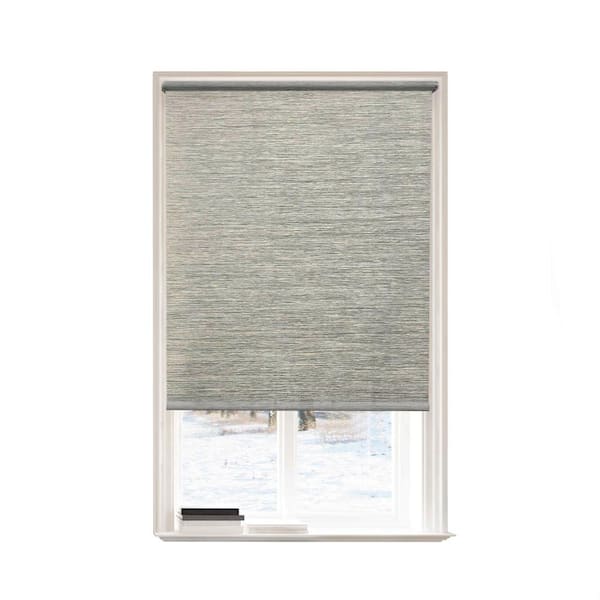 Lumi Gray Polyester 55 in.W x 72 in.L Light Filtering Cordless Natural Fabric Roller Shades