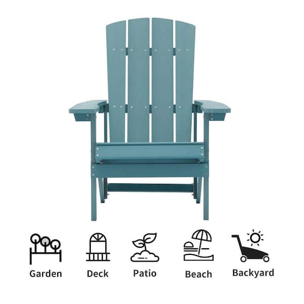 Tidoin Light Blue Folding Plastic Adirondack Chair Patio Outdoor