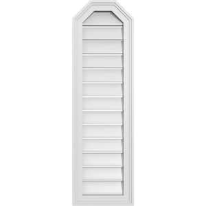 12 in. x 40 in. Octagonal Top Surface Mount PVC Gable Vent: Functional with Brickmould Frame