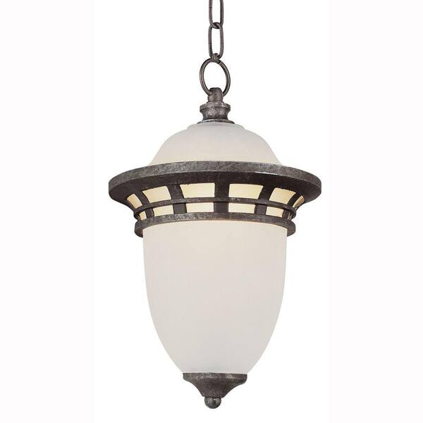 Bel Air Lighting Imperial 1-Light Outdoor Hanging Antique Pewter Lantern with Frosted Glass