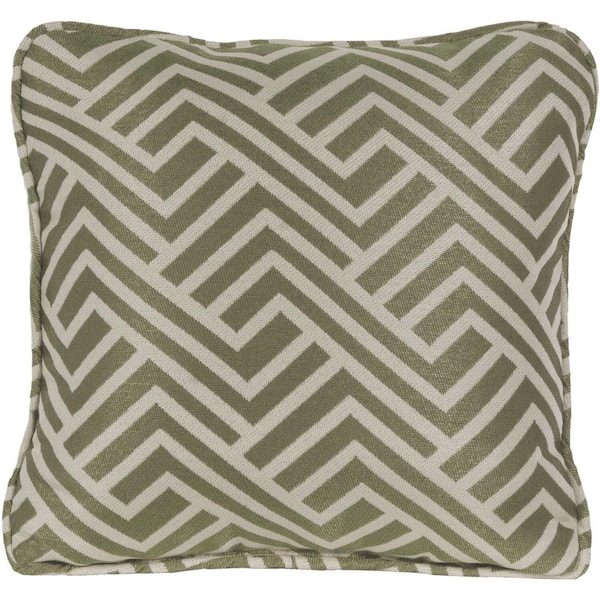 Hanover Geo Stripe Green Indoor or Outdoor Throw Pillow