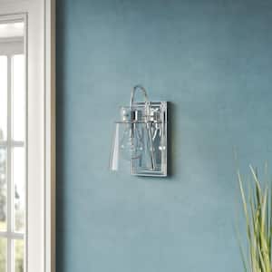 Wall Sconce Shown In Chrome Finish With 7 Teal Crystal Glass 