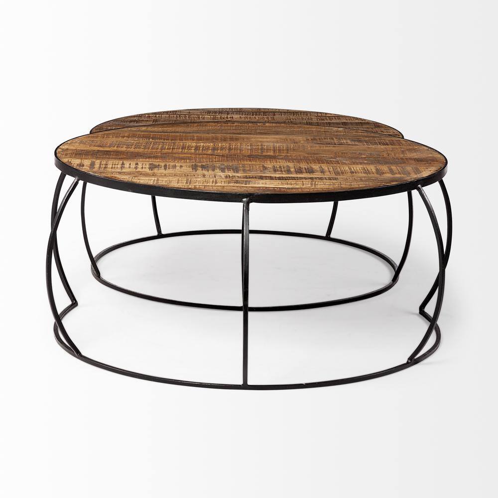 Clapp Round Dark Brown Wood Nesting Coffee Tables Set