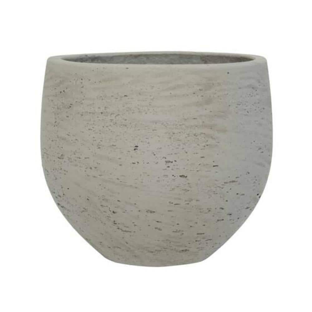 PotteryPots 15.35 in. W x 13.78 in. H Extra Large Round Grey Washed  Fiberclay Indoor Outdoor Mini Orb Planter P3017-35-34 - The Home Depot