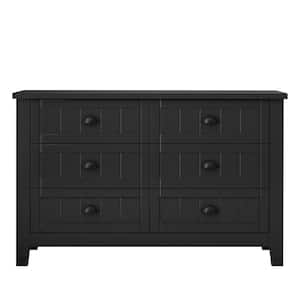 Black 6-Drawer Double Dresser Bedroom Storage Cabinet (47.24''W X 17.71''D X 30.12''H)