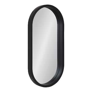 Travis 24 in. x 12 in. Classic Oval Framed Black Wall Accent Mirror