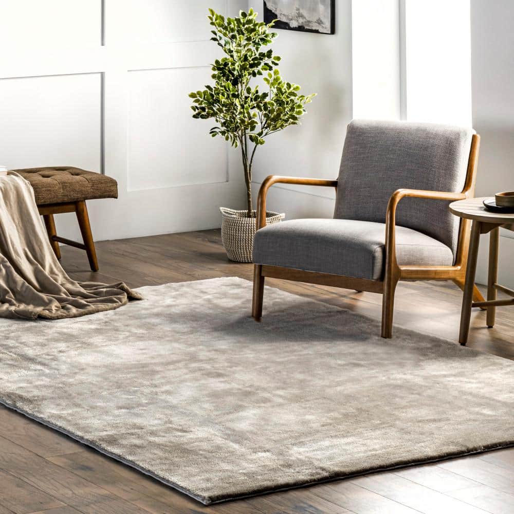 Beige Rectangular Washable Shag Area Rug