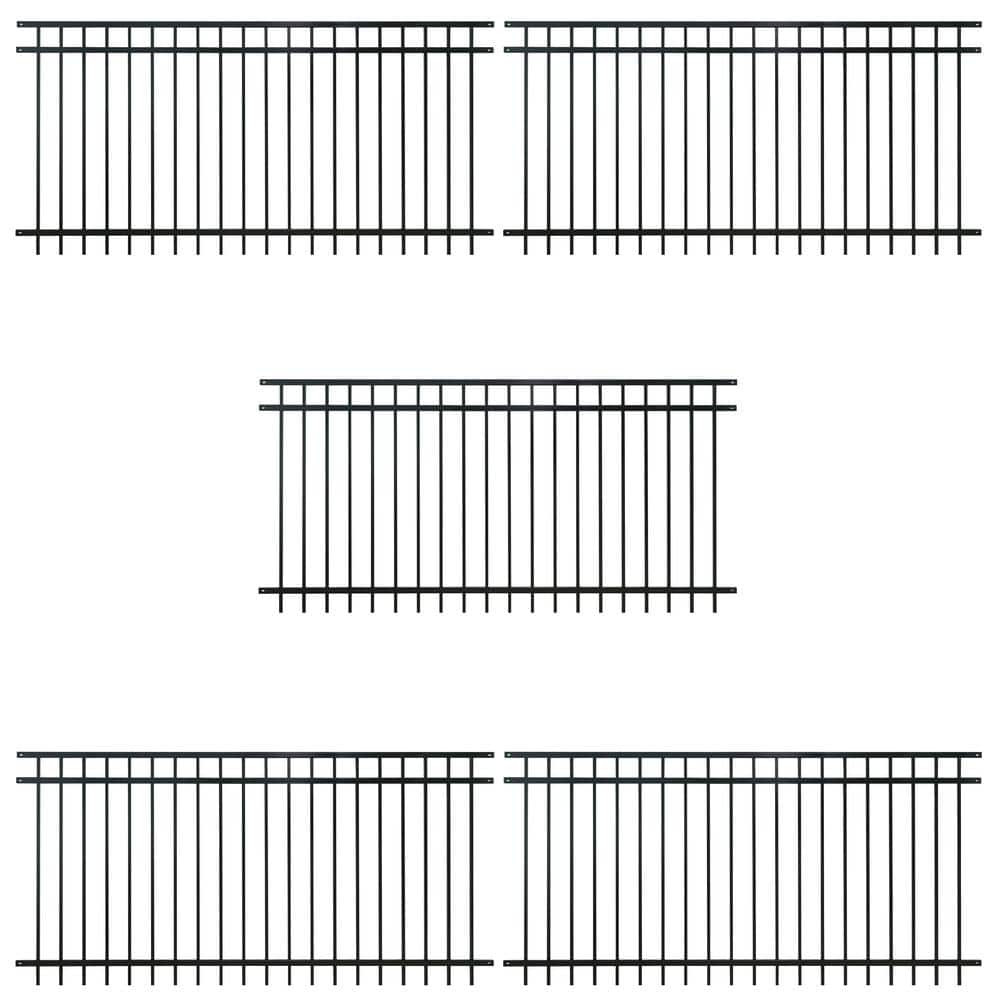 4 ft. x 8 ft. Heavy Duty Spaced Bar Flat Top Metal Fence Panel, Anti-Rust Decorative Garden Fence Panel (Pack of 5) price history on PriceWatchPro
